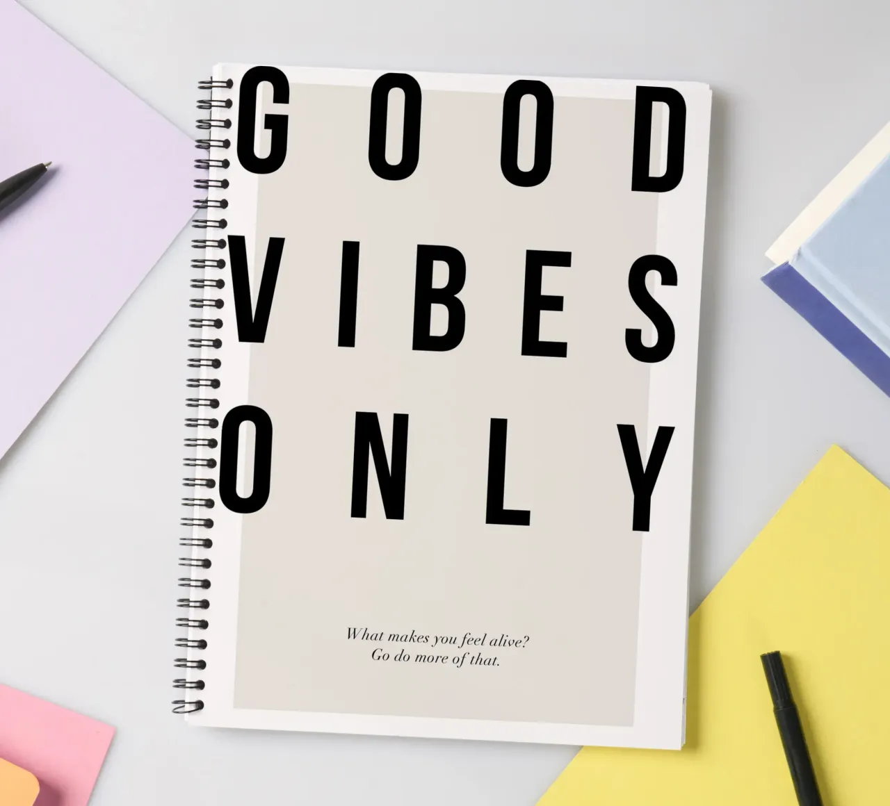 typography motivation positive message spiral notebook by Alexa Bell