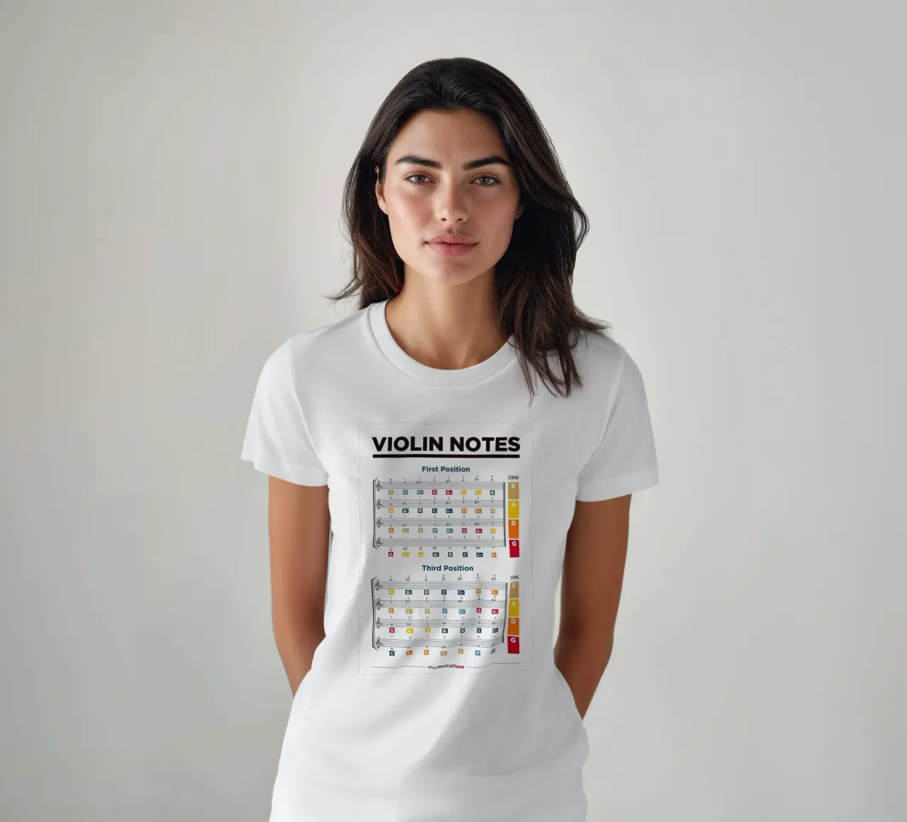 Tabella delle note del violino t-shirt da musicaltools
