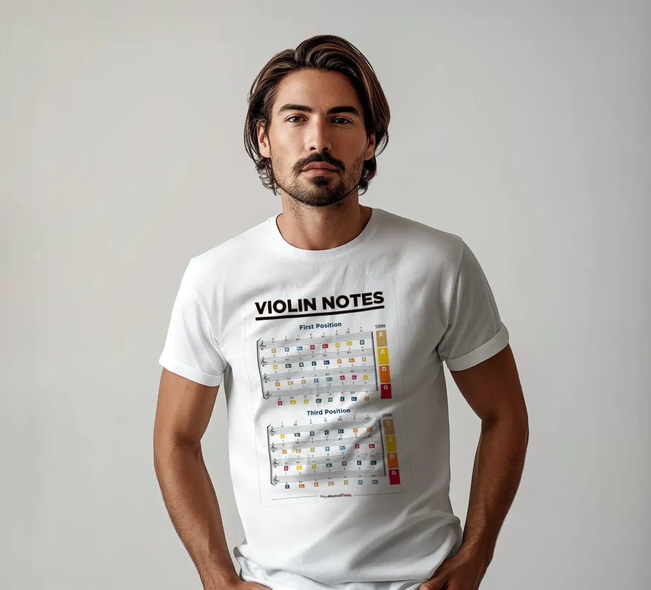 Tabella delle note del violino t-shirt da musicaltools