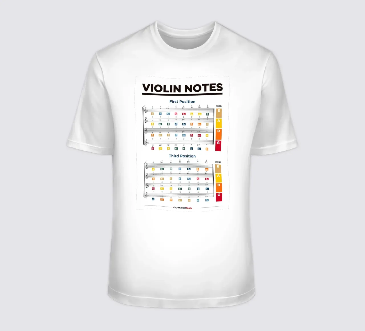 Tabella delle note del violino t-shirt da musicaltools