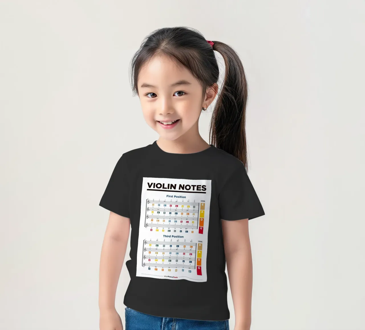 Violin Notes Chart t-shirt bambini da musicaltools