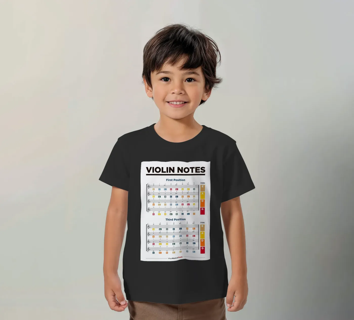 Violin Notes Chart kinder t-shirt van musicaltools