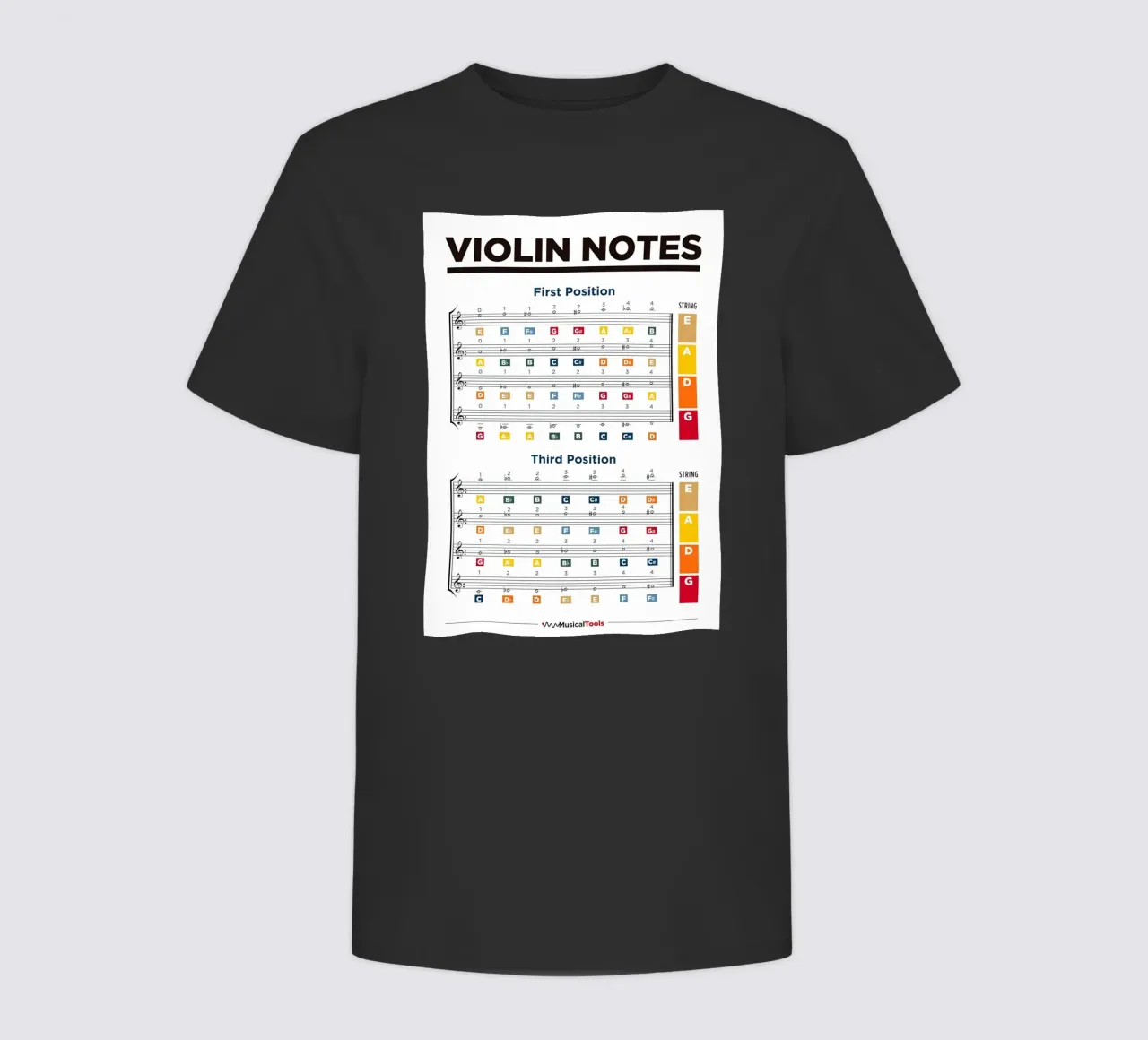 Violin Notes Chart t-shirt bambini da musicaltools