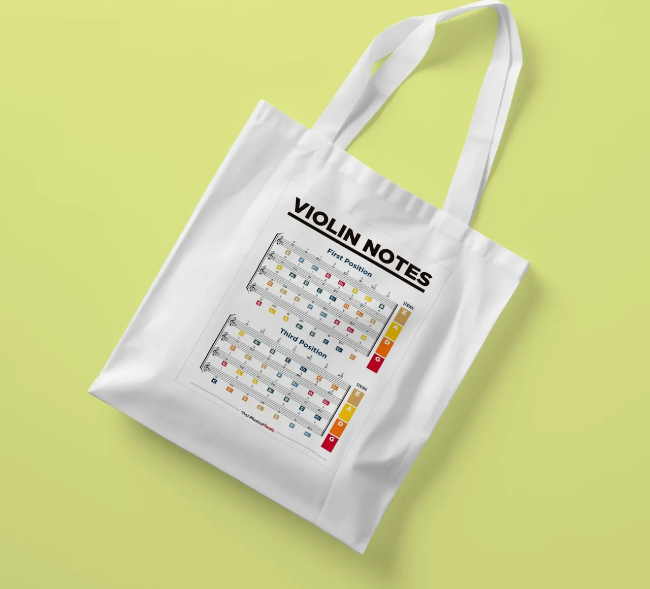 Tableau des notes de violon tote bag de musicaltools