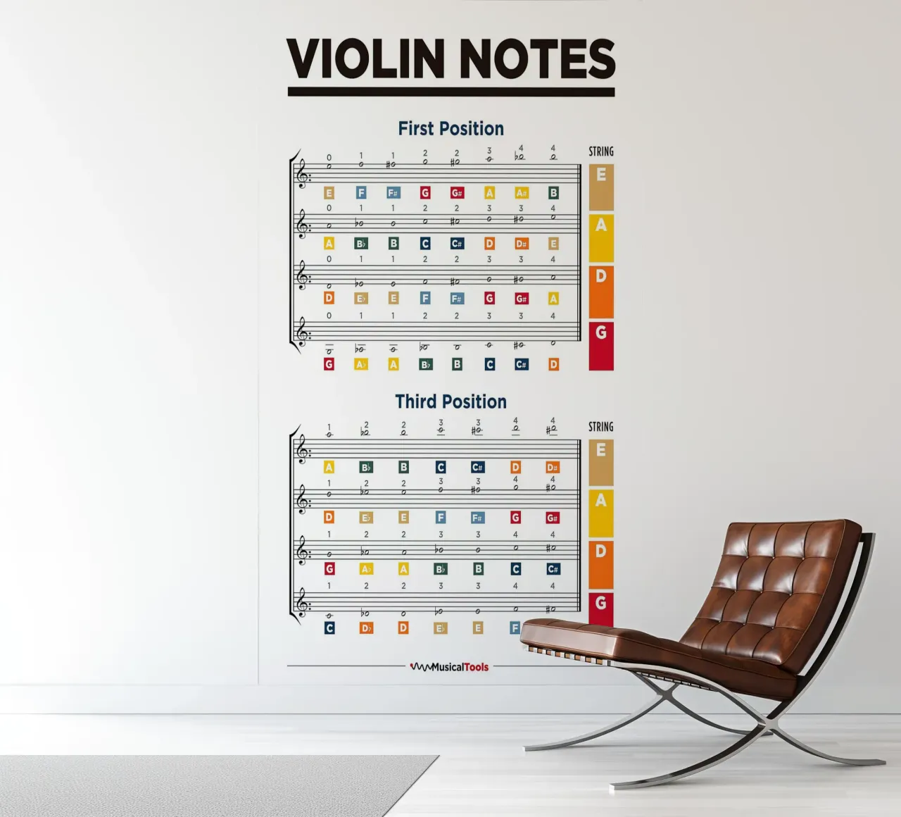 Viool Noten Kaart fotobehang van musicaltools