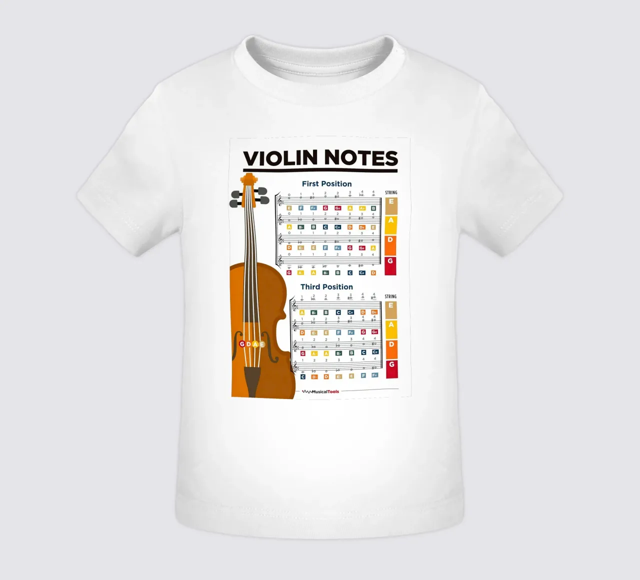 Grafico a poster delle note del violino maglietta neonato da musicaltools