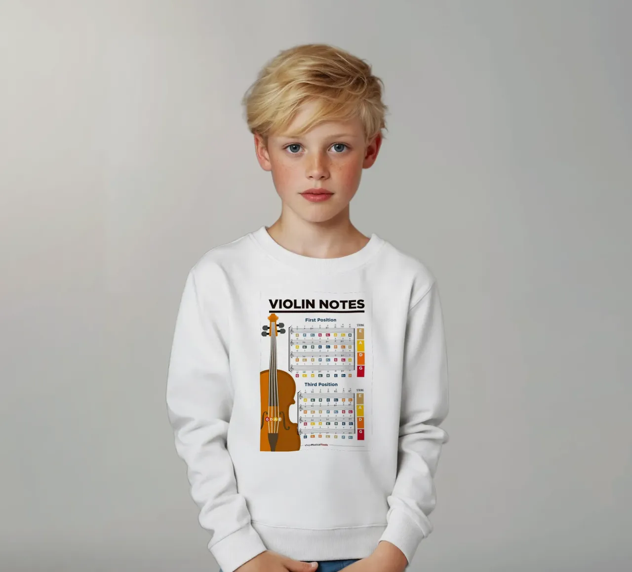 Grafico a poster delle note del violino felpa bambino da musicaltools