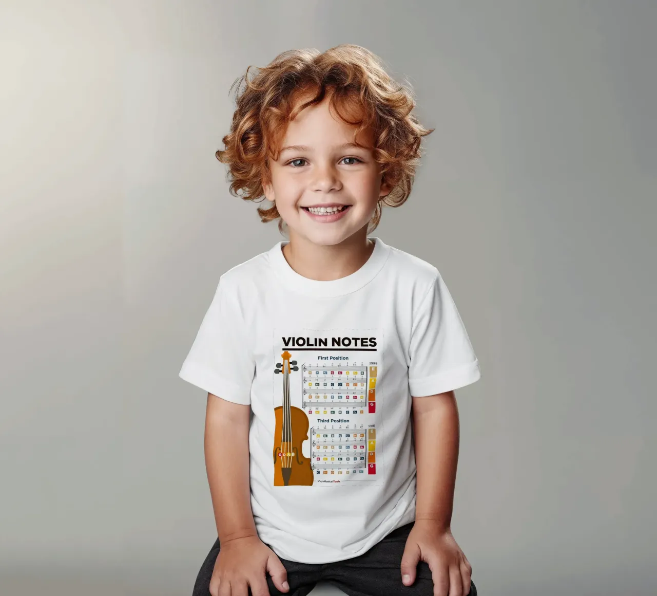 Grafico a poster delle note del violino t-shirt bambini da musicaltools