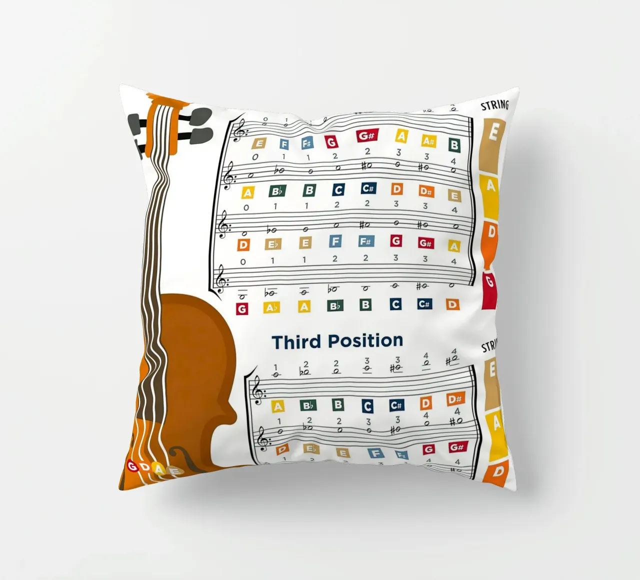 Grafico a poster delle note del violino cuscino da musicaltools
