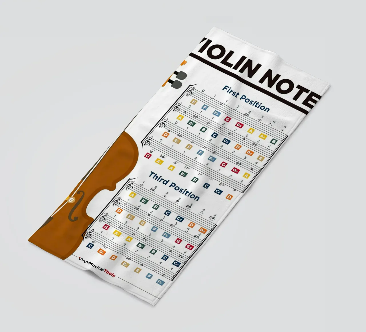 Grafico a poster delle note del violino telo mare da musicaltools