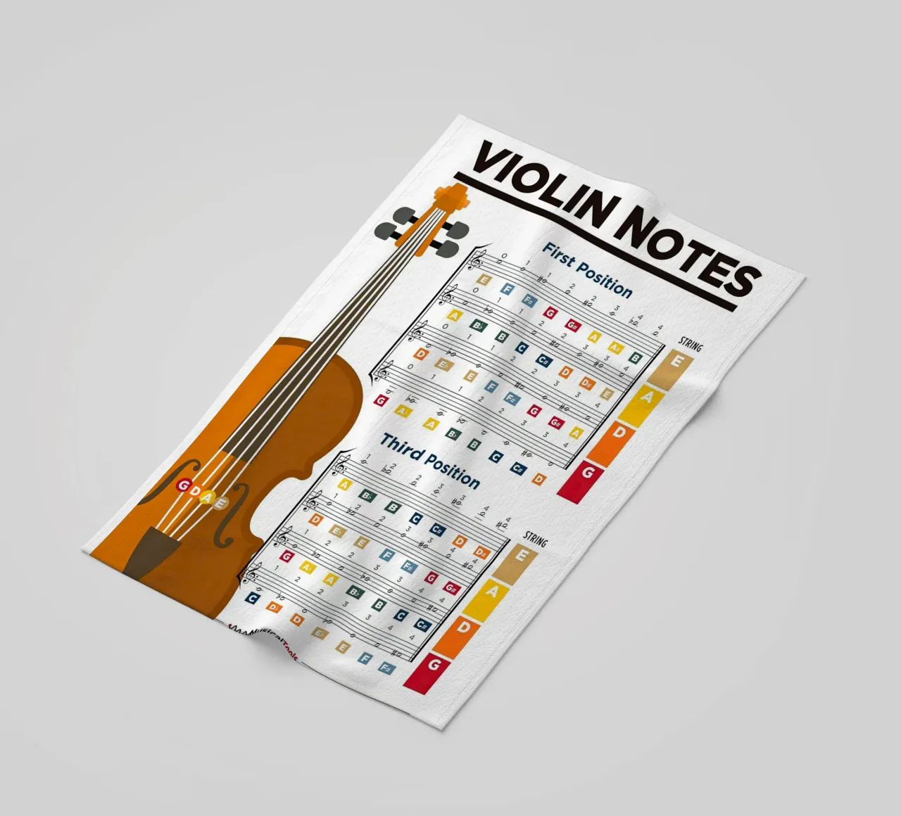 Grafico a poster delle note del violino telo mare da musicaltools