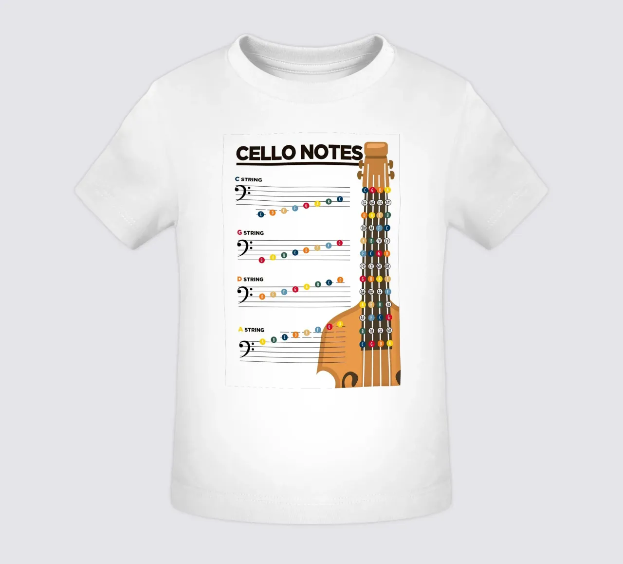 Note di violoncello Teoria musicale maglietta neonato da musicaltools