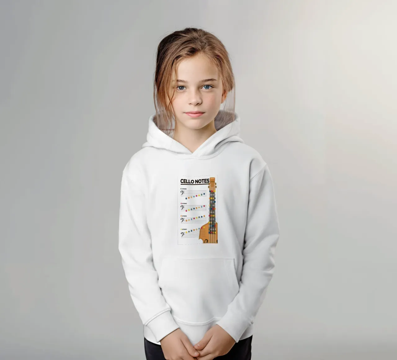Note di violoncello Teoria musicale felpa bambino con cappuccio da musicaltools