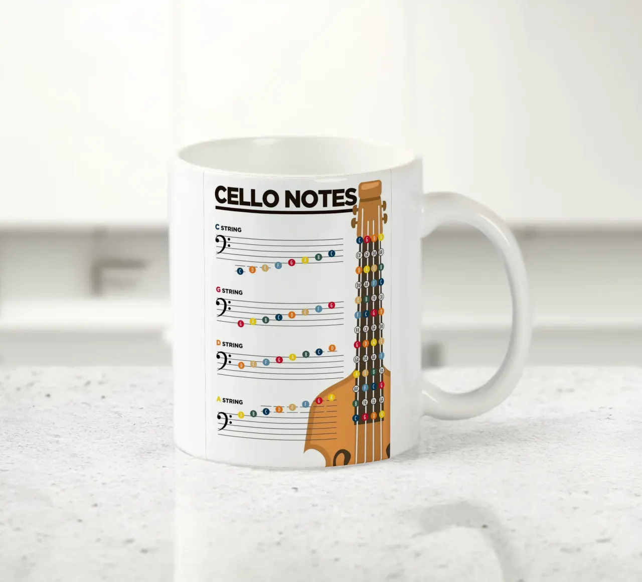 Note di violoncello Teoria musicale tazza in ceramica da musicaltools