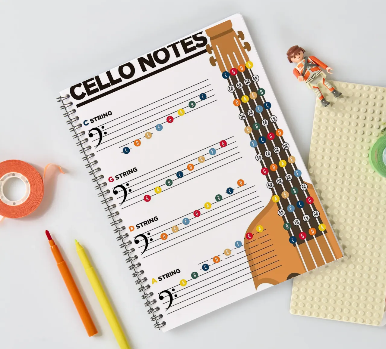 Note di violoncello Teoria musicale diario ad anelli da musicaltools