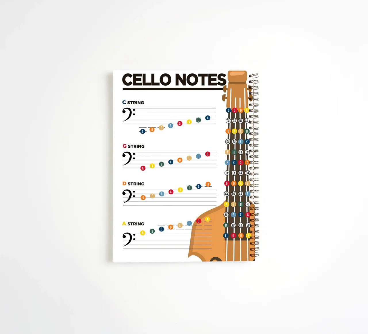 Note di violoncello Teoria musicale diario ad anelli da musicaltools
