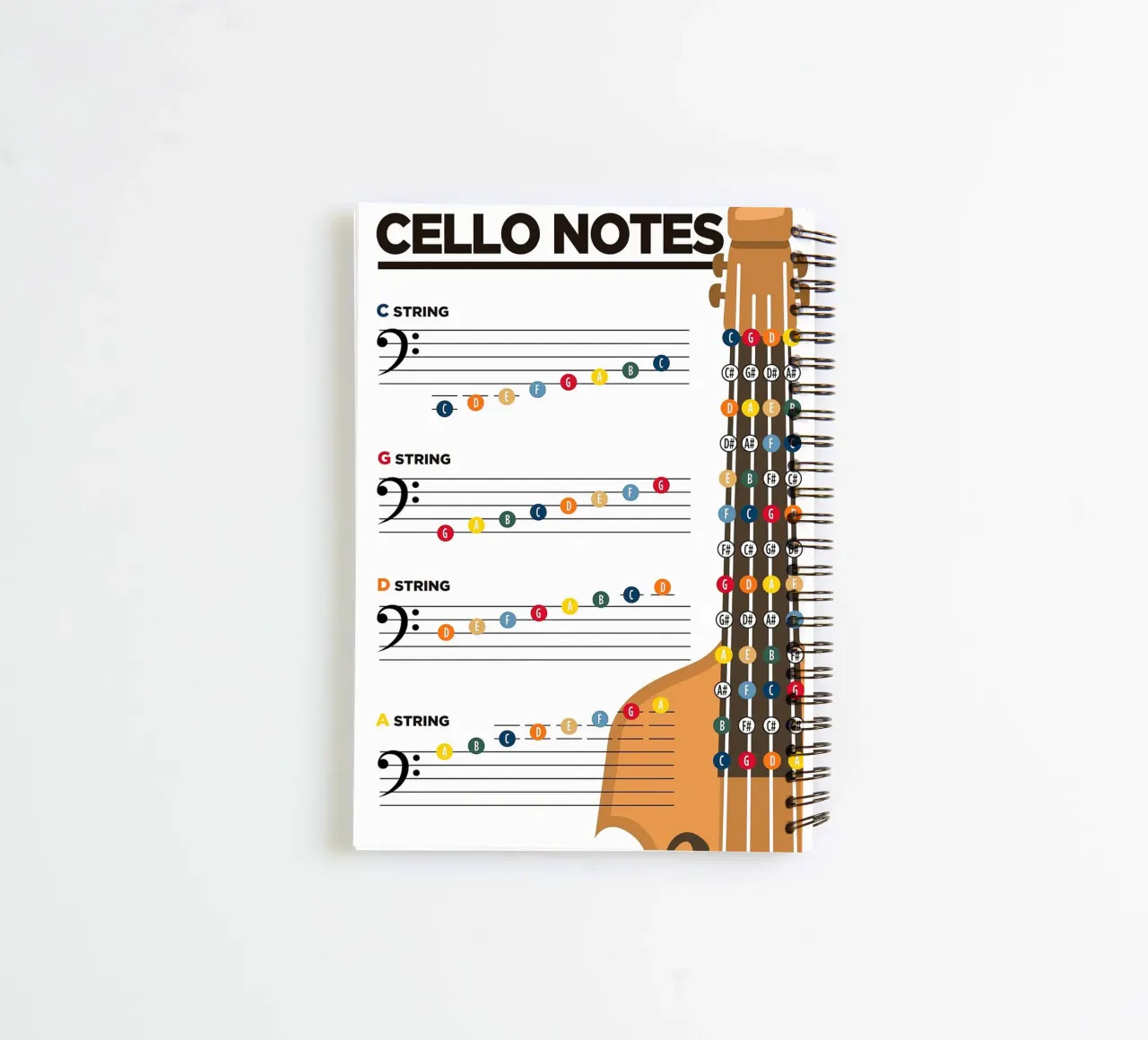 Note di violoncello Teoria musicale diario ad anelli da musicaltools