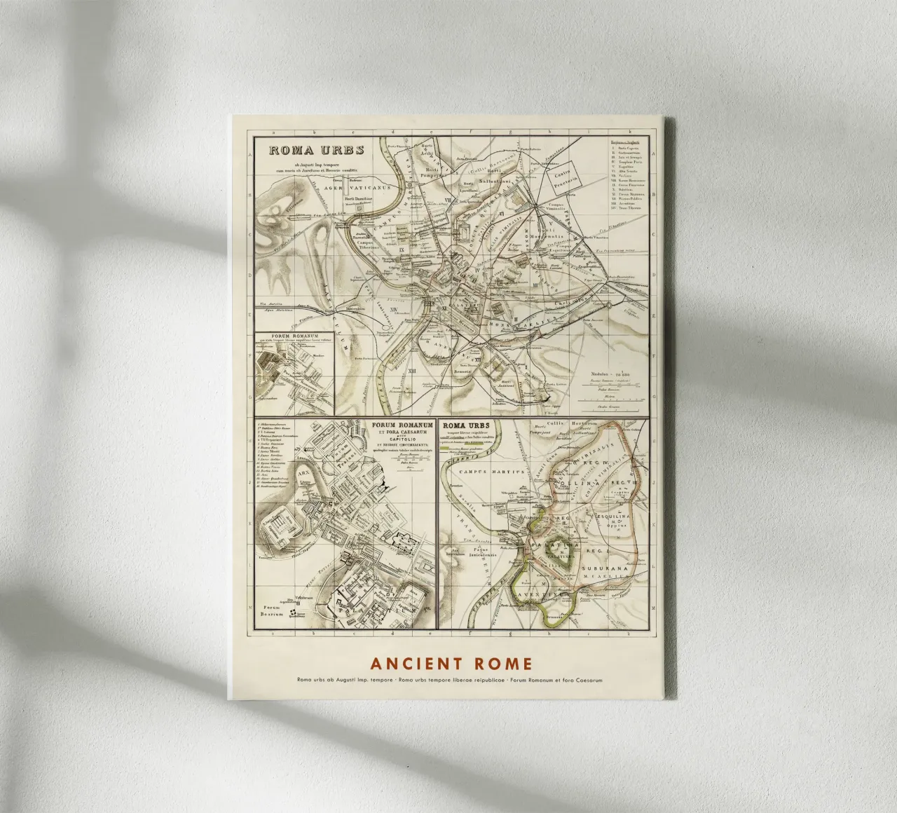 Ancient Rome Maps canvas with Floater frame by Lyndamaps