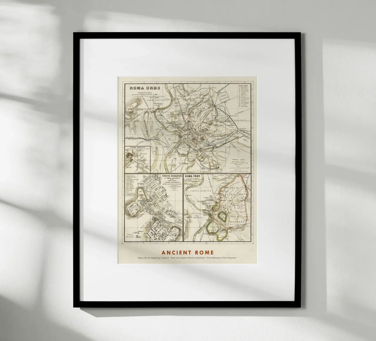 Mappe di Roma antica poster con telaio in alluminio da Lyndamaps