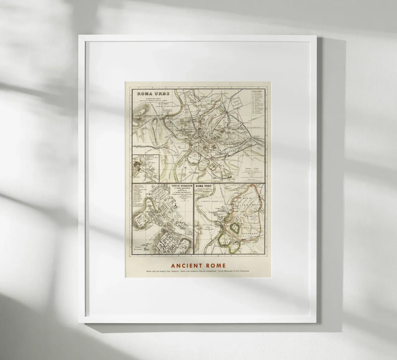 Mappe di Roma antica poster con telaio in alluminio da Lyndamaps