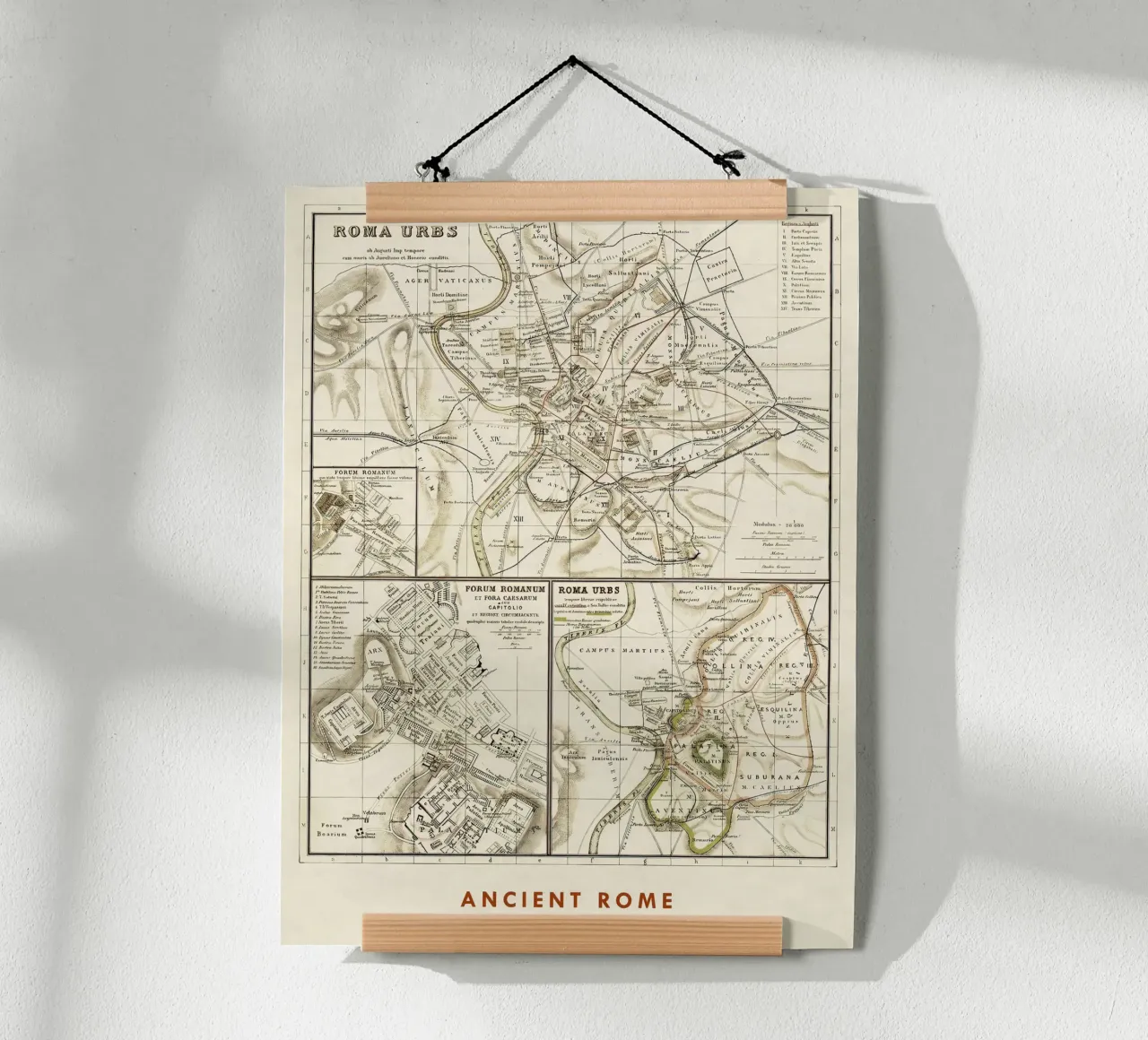 Mappe di Roma antica poster con telaio in alluminio da Lyndamaps
