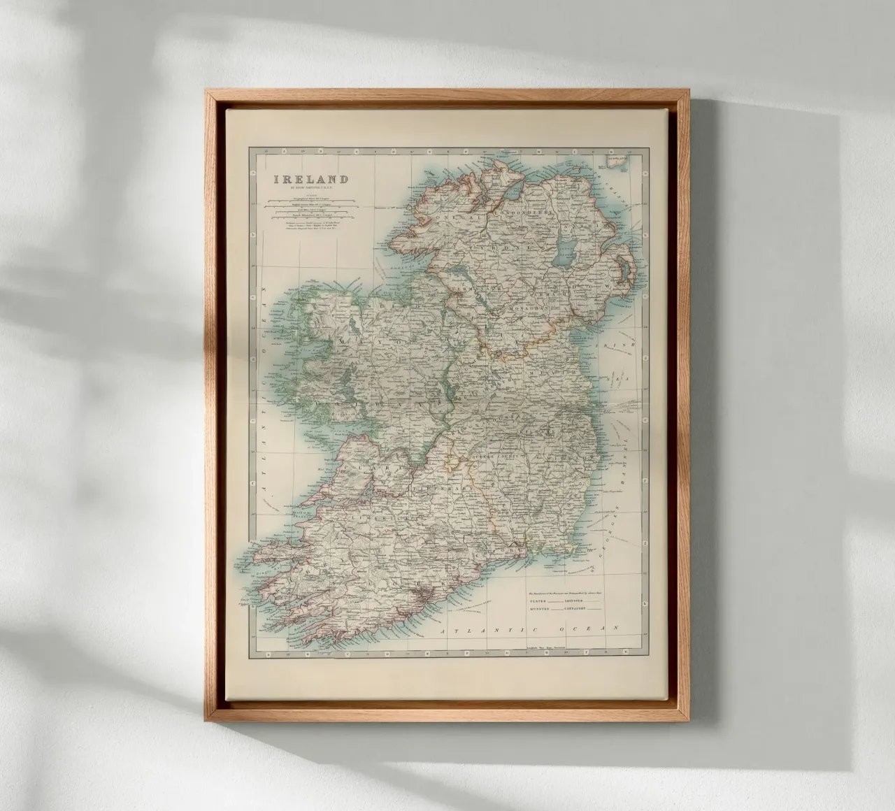 Ierland Kaart 19e eeuw canvas met Baklijst van Lyndamaps