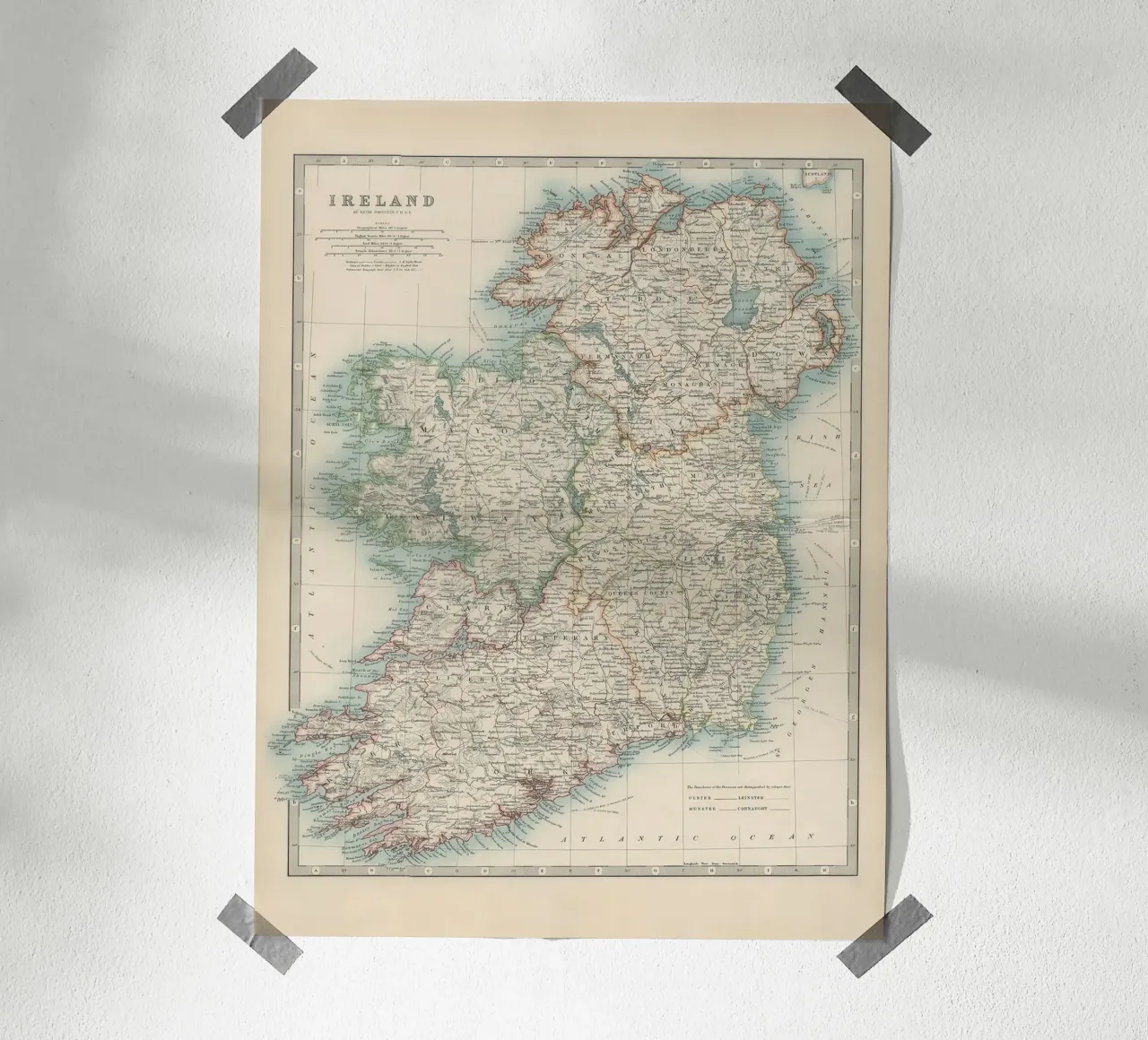 Mappa dell'Irlanda del XIX secolo poster da Lyndamaps