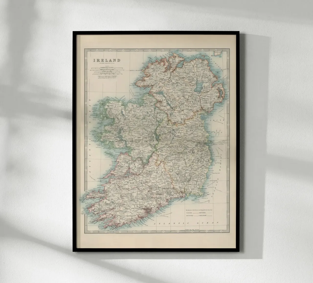 Mappa dell'Irlanda del XIX secolo poster da Lyndamaps