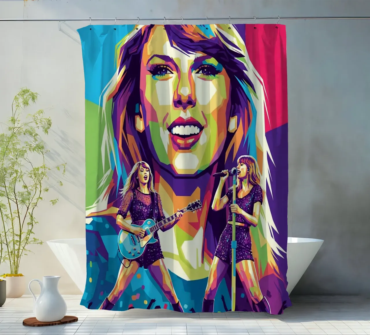 Taylor Swift - WPAP art style (1) tenda da doccia da Hantamrata