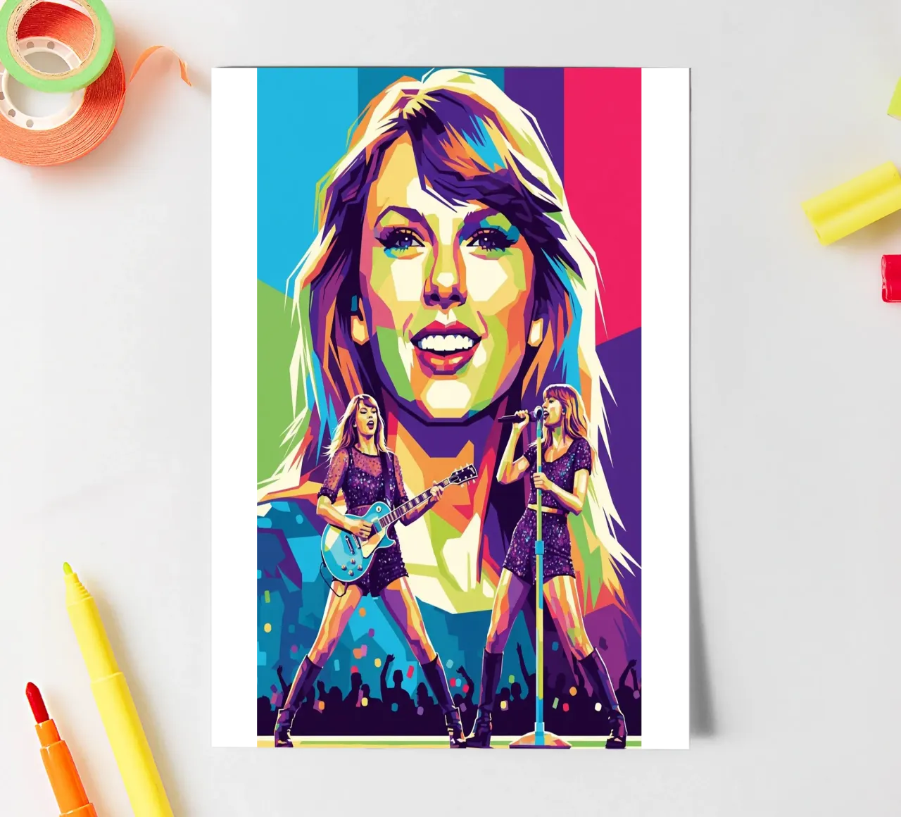 Taylor Swift - WPAP art style (1) foglio adesivo da Hantamrata