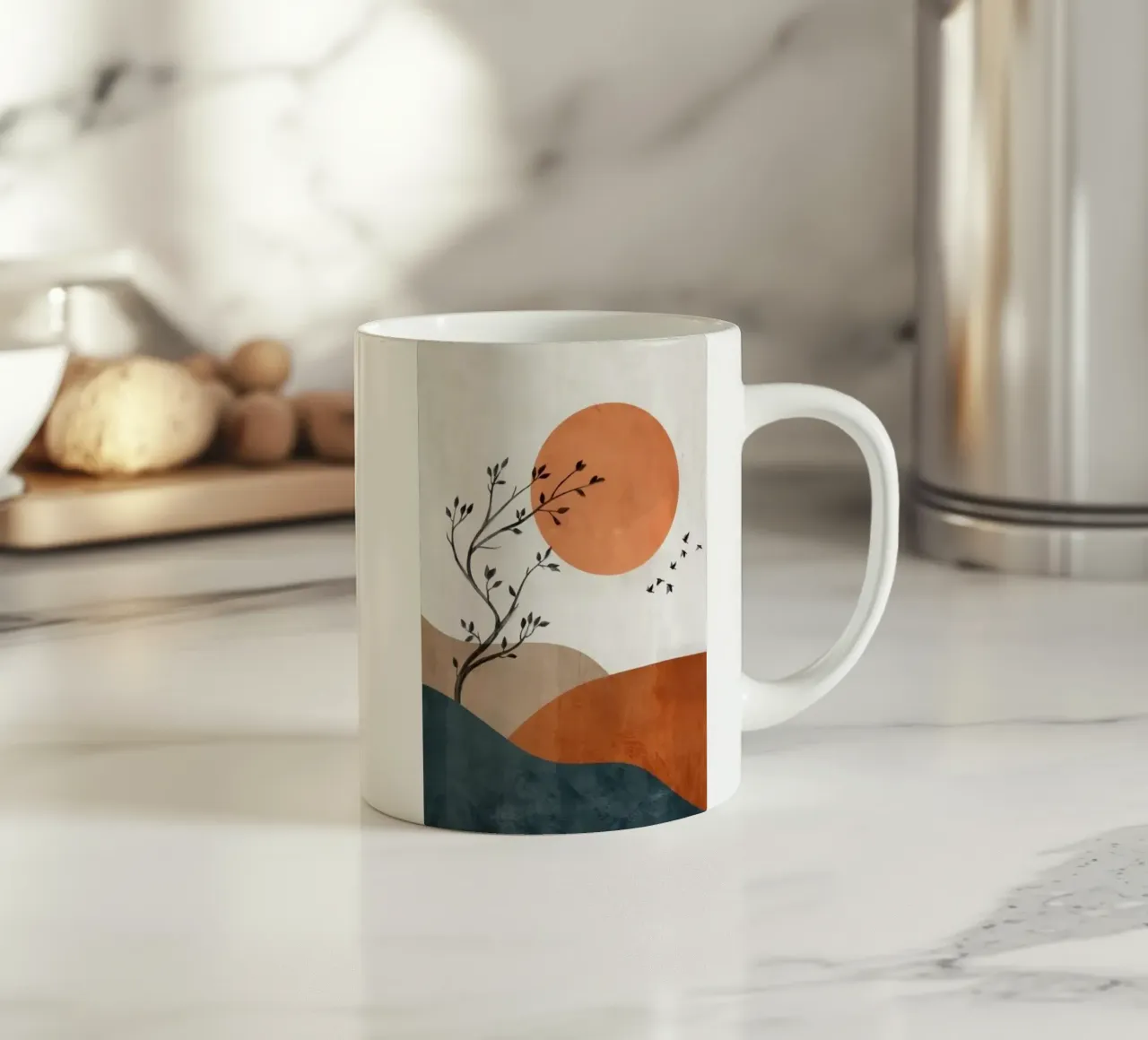 sunset silhouette ceramic mug by prindy