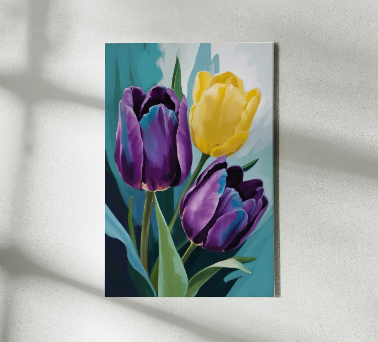 Sfeervol Tulp Duo canvas met Baklijst van Solar Paint