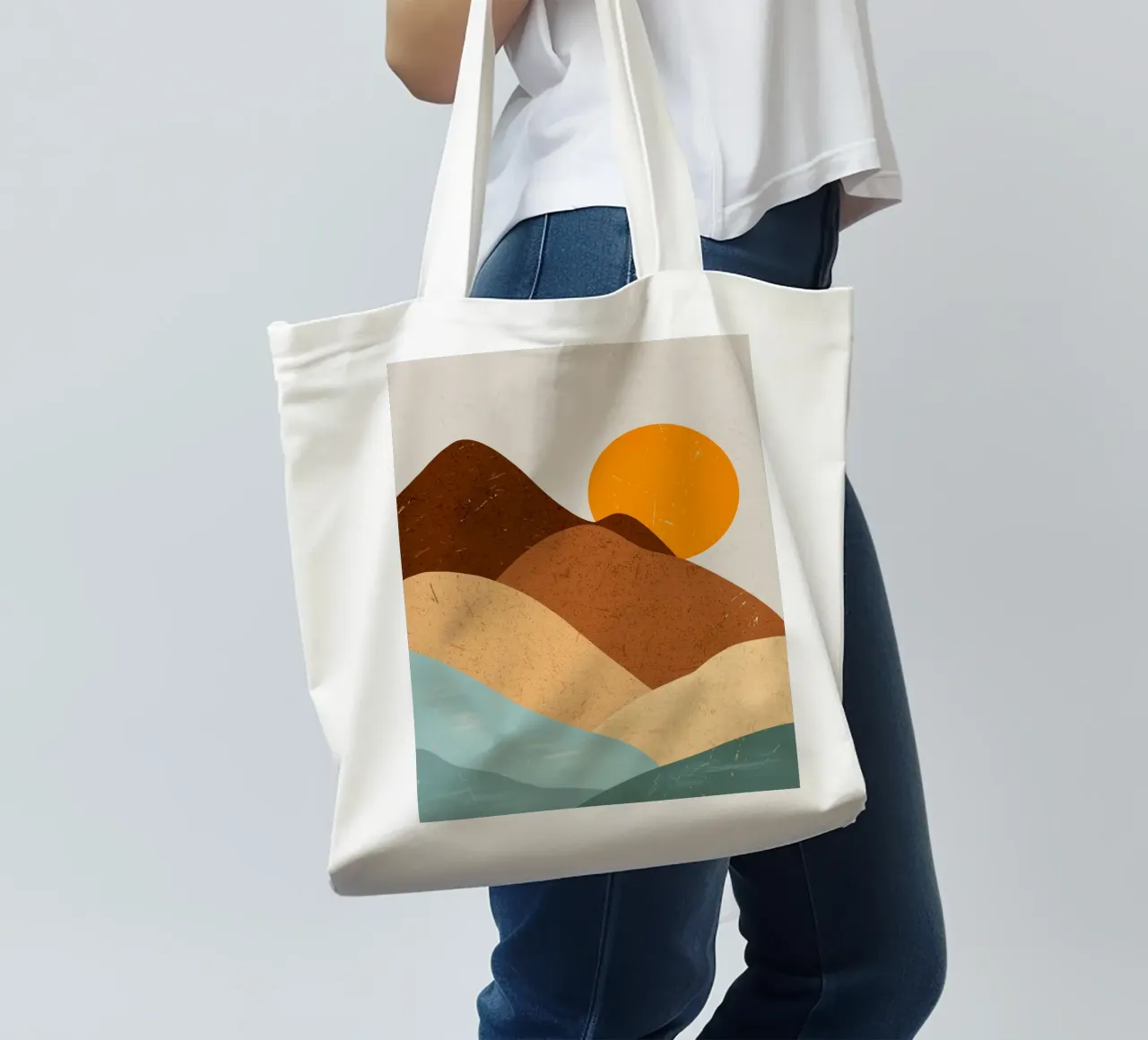 landscape sunlight crescent tote bag by Histrol