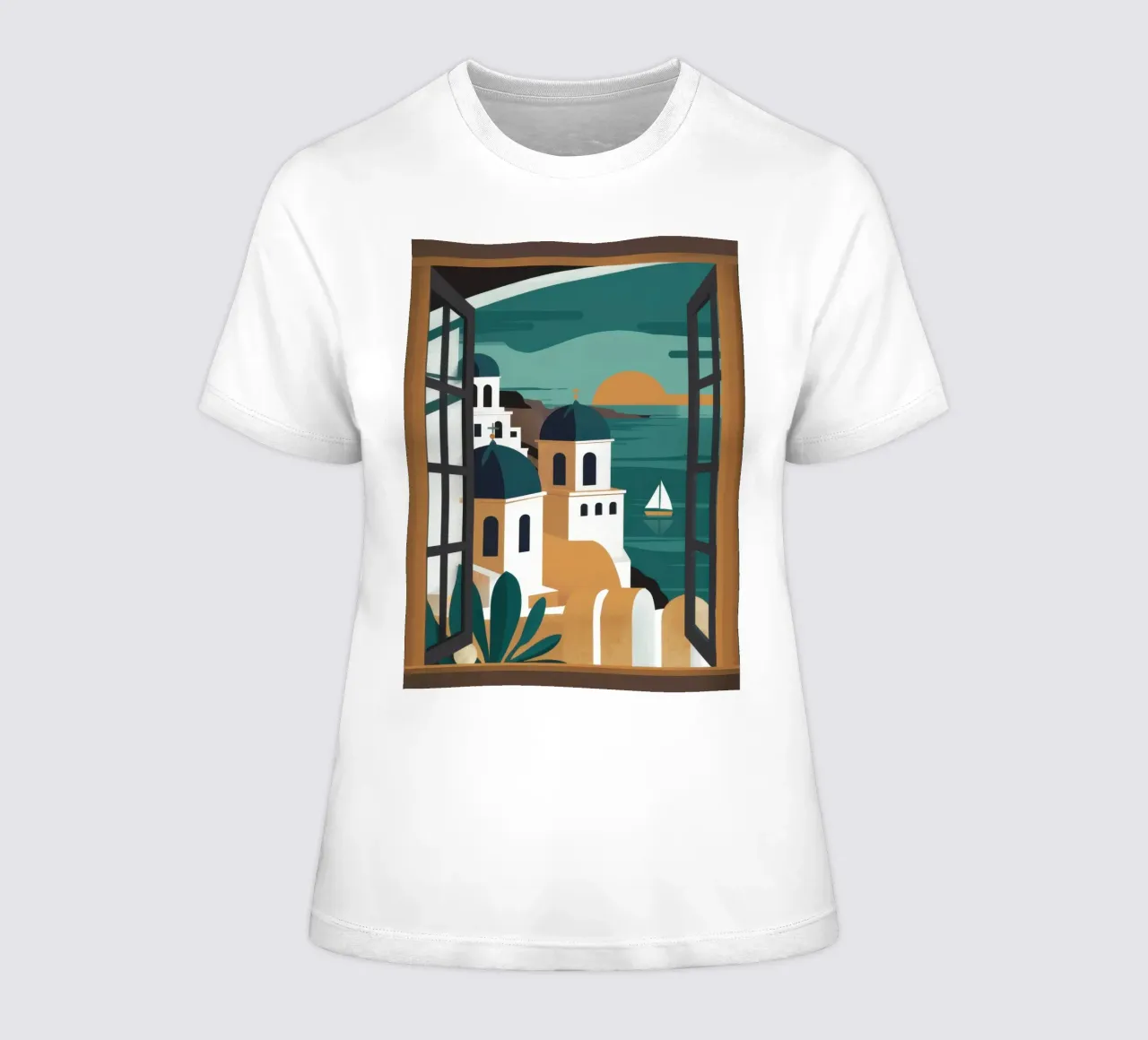 Santorini Window Dream t-shirt da donna da Frosh Pallete