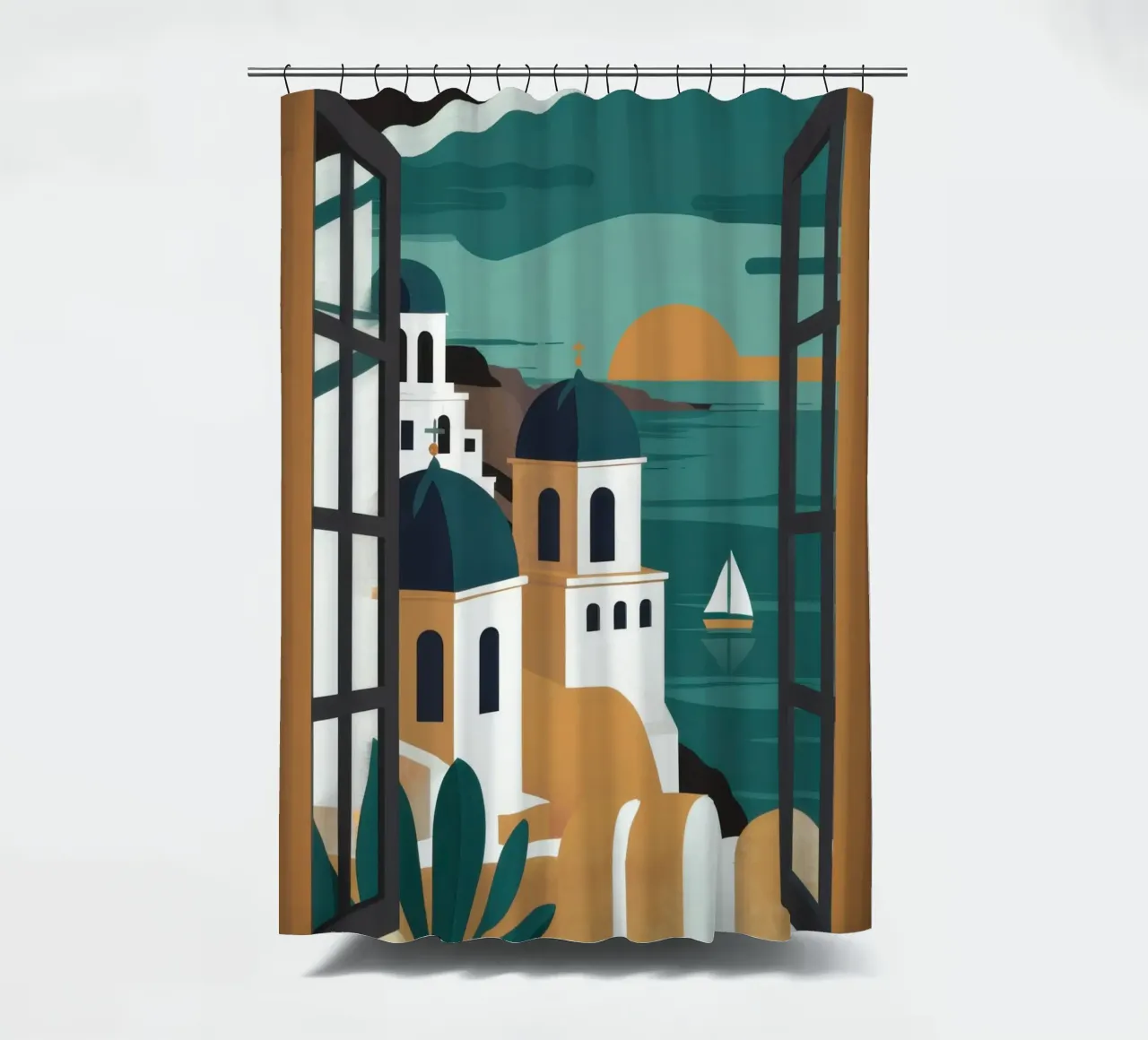 Santorini Window Dream tenda da doccia da Frosh Pallete