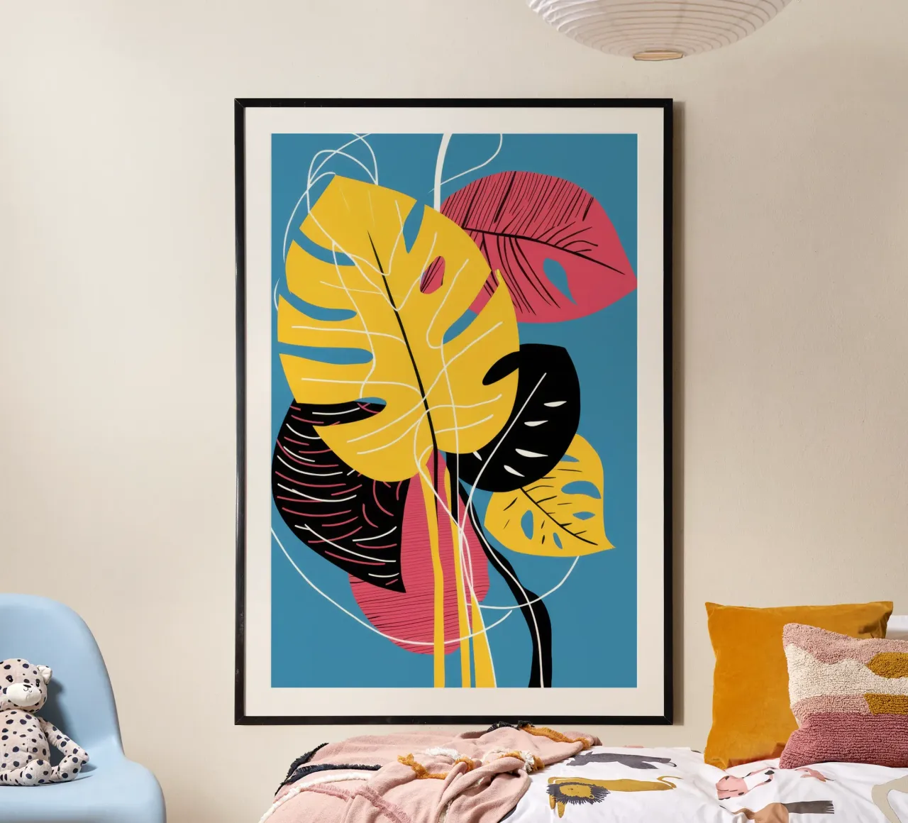 Collage di foglie d'oro poster con telaio in legno da Solar Paint