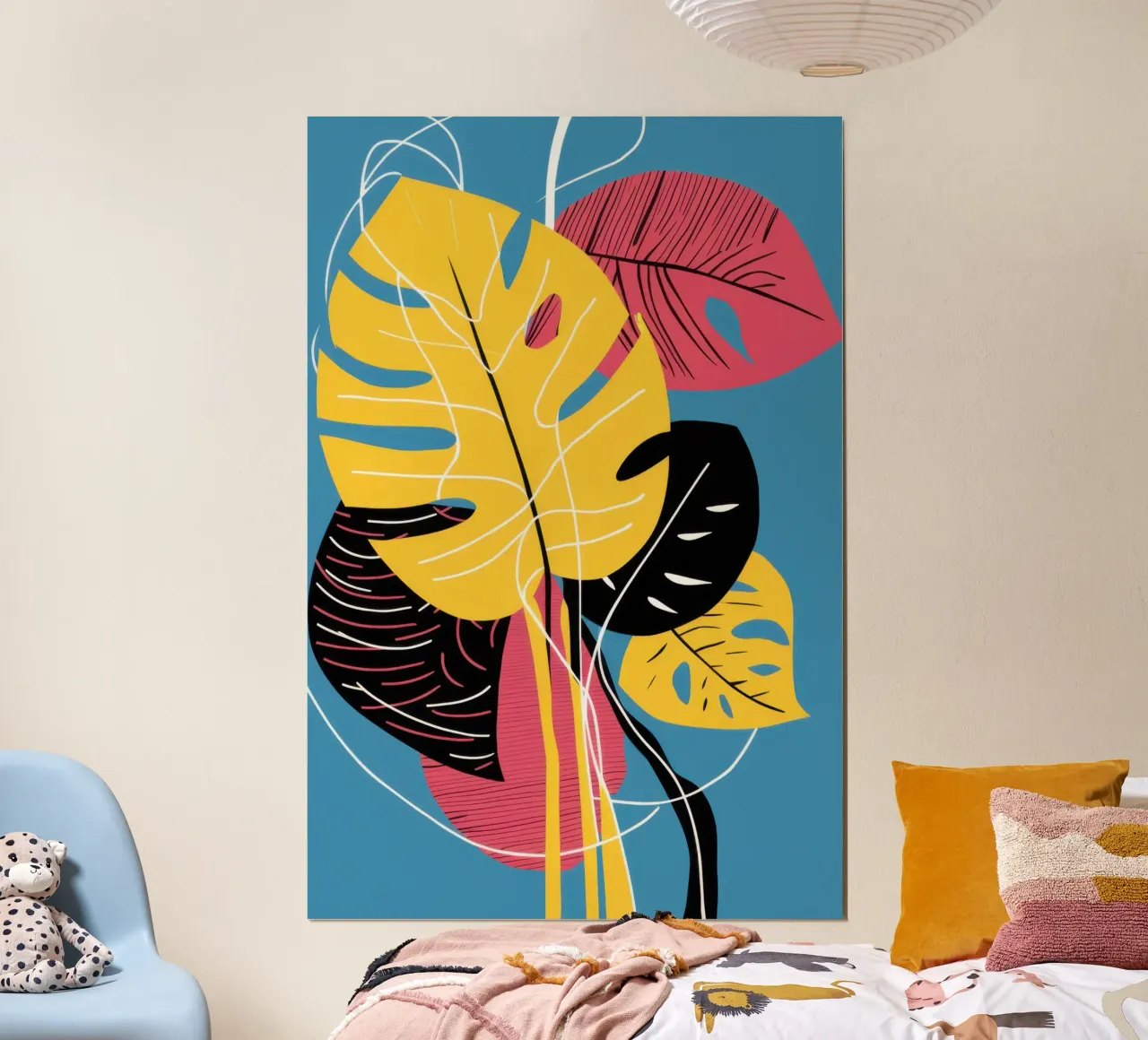 Collage di foglie d'oro poster con telaio in legno da Solar Paint