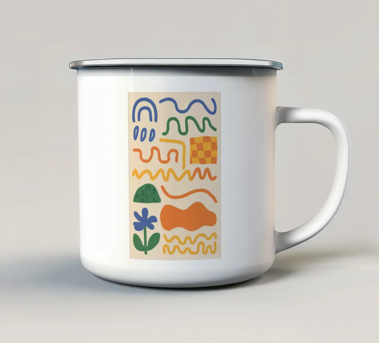 Scarabocchi di linee giocose tazza in smalto da Bring Haven
