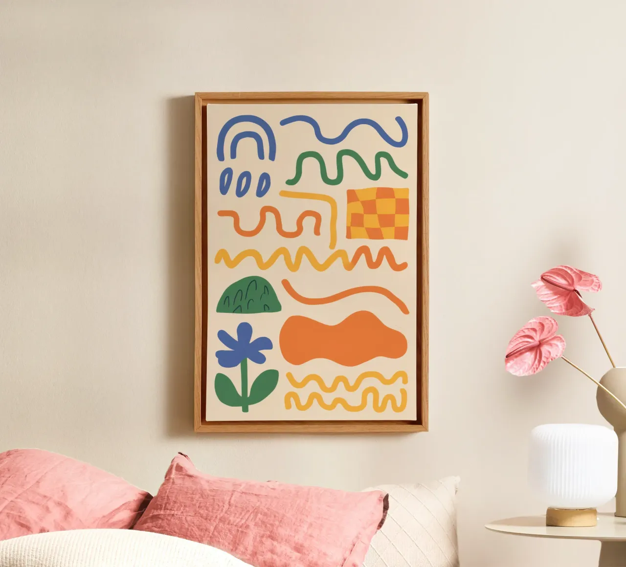 Speelse lijnkrabbels canvas met Baklijst van Bring Haven