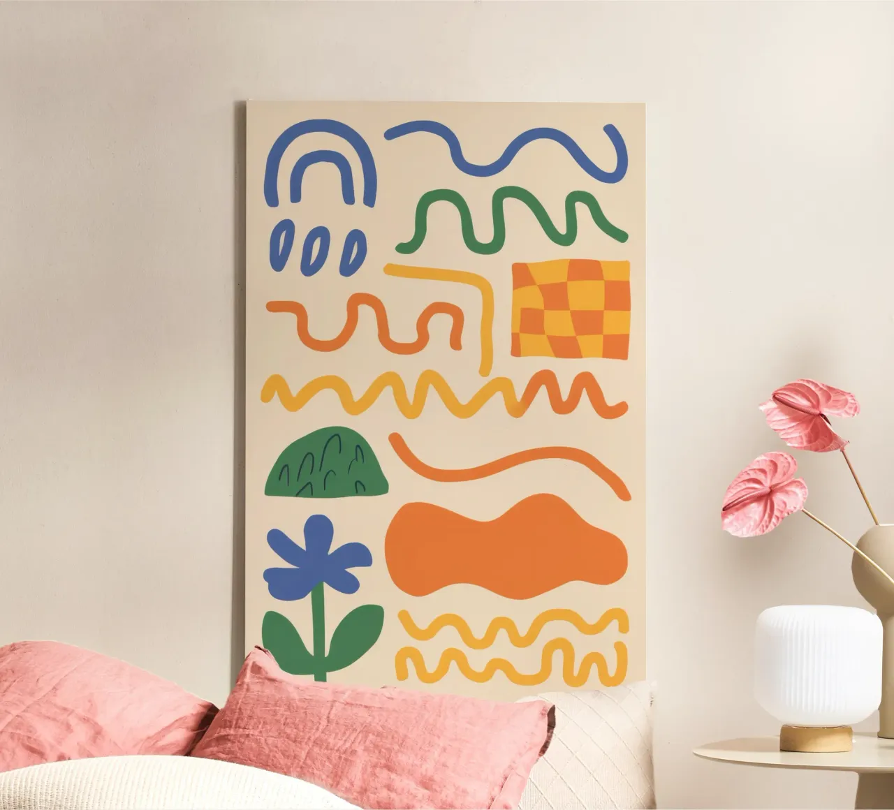 Speelse lijnkrabbels canvas met Baklijst van Bring Haven