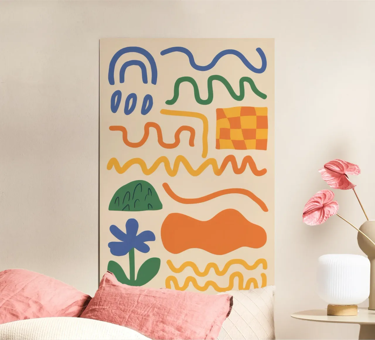 Scarabocchi di linee giocose poster con telaio in alluminio da Bring Haven