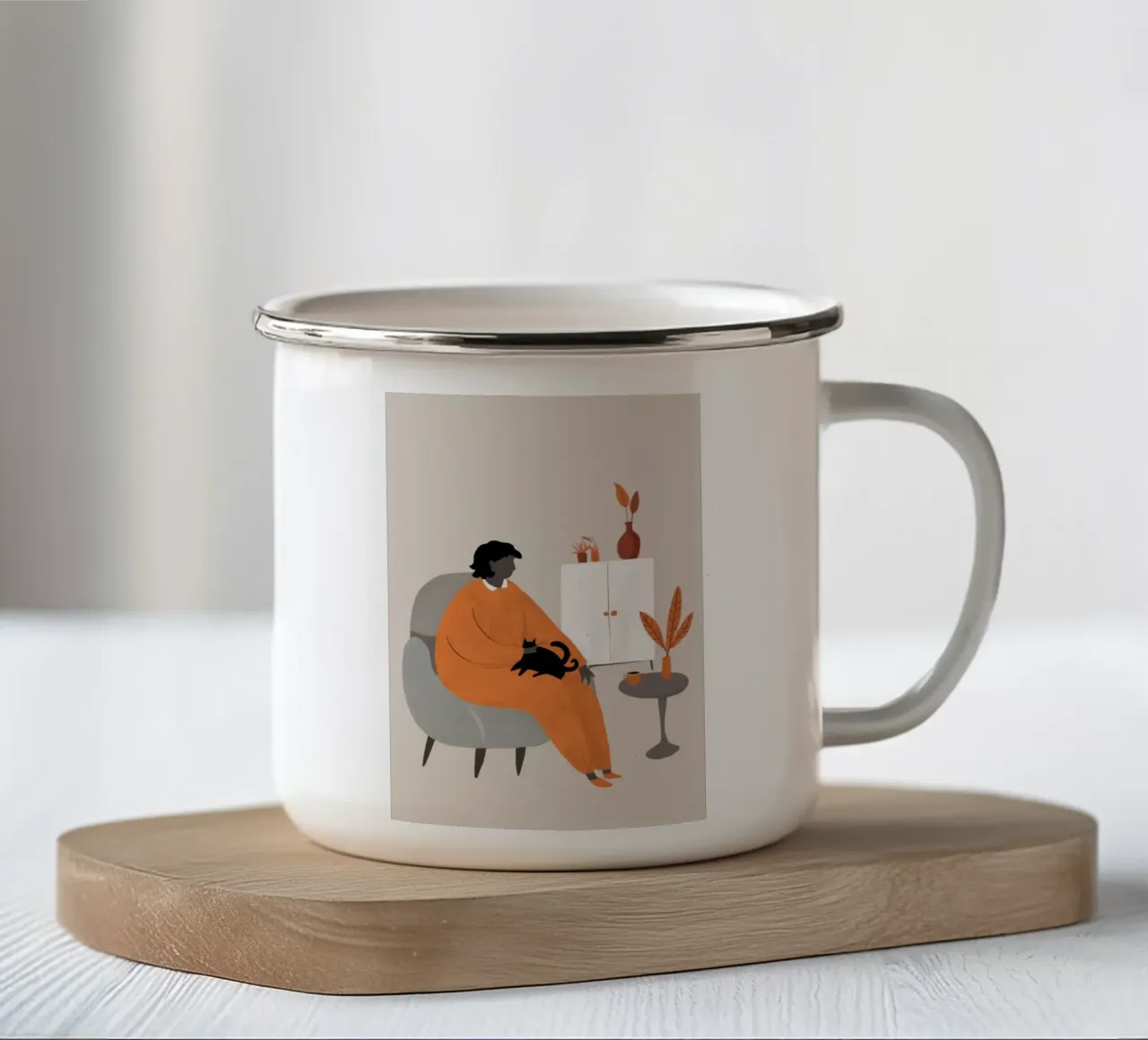Riposo mattutino felino tazza in smalto da Solar Paint