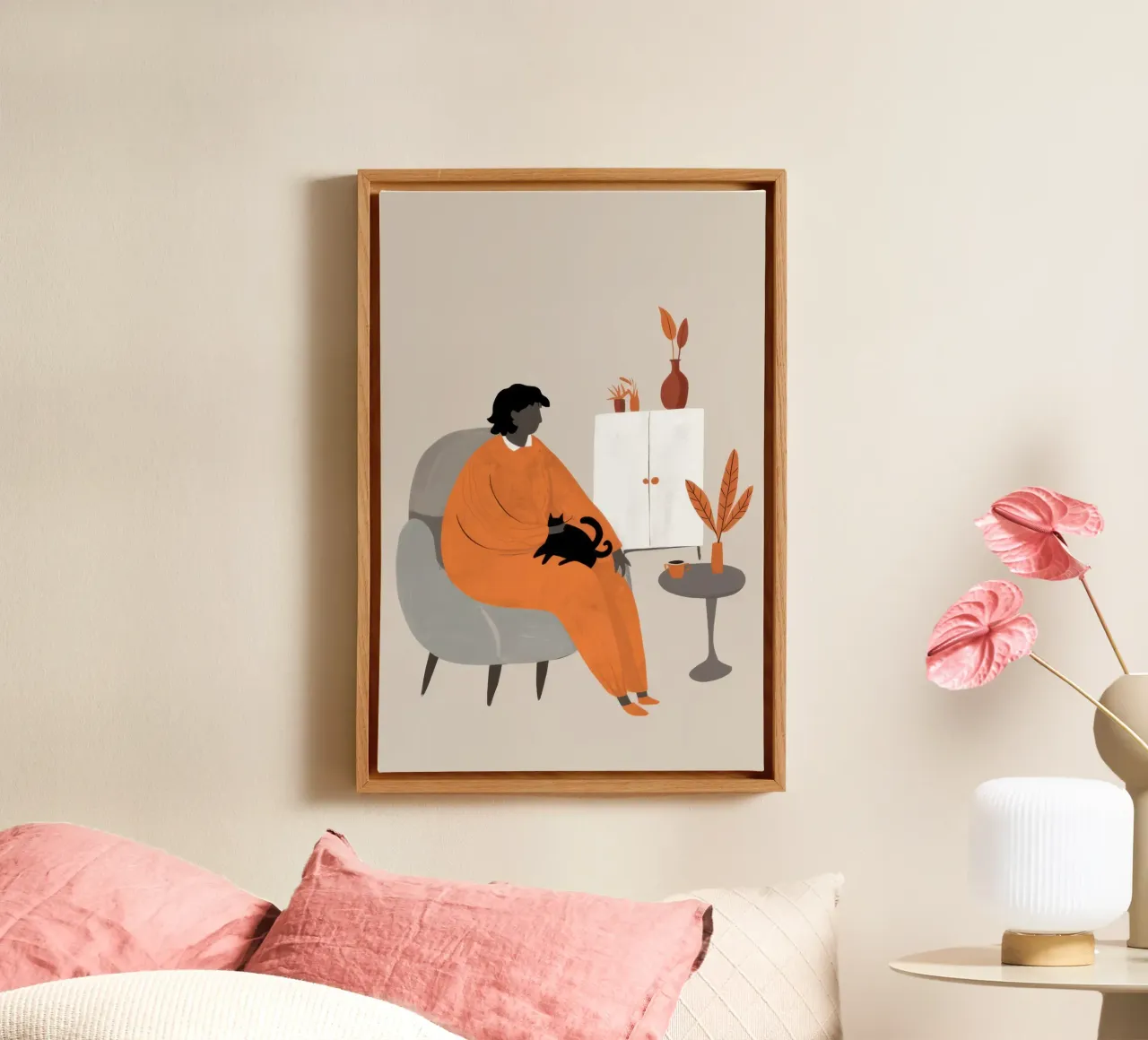 Le repos matinal des félins toile avec Caisse américaine de Solar Paint
