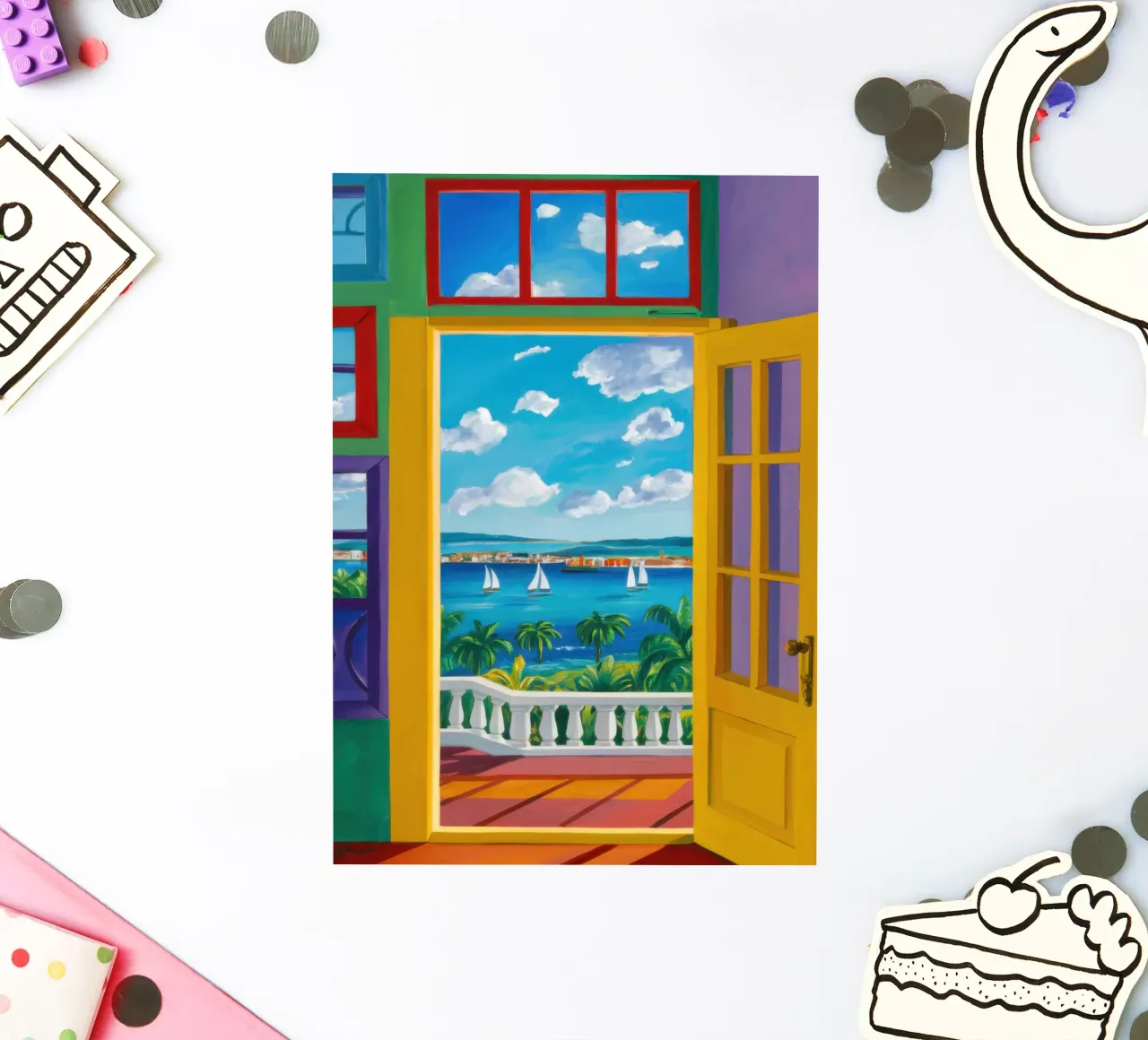 Vue de la porte ensoleillée autocollant de Frosh Pallete