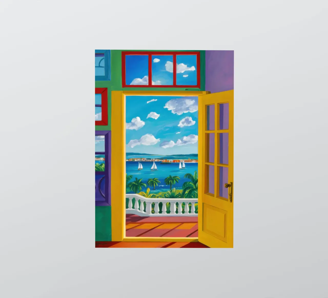 Vue de la porte ensoleillée autocollant de Frosh Pallete