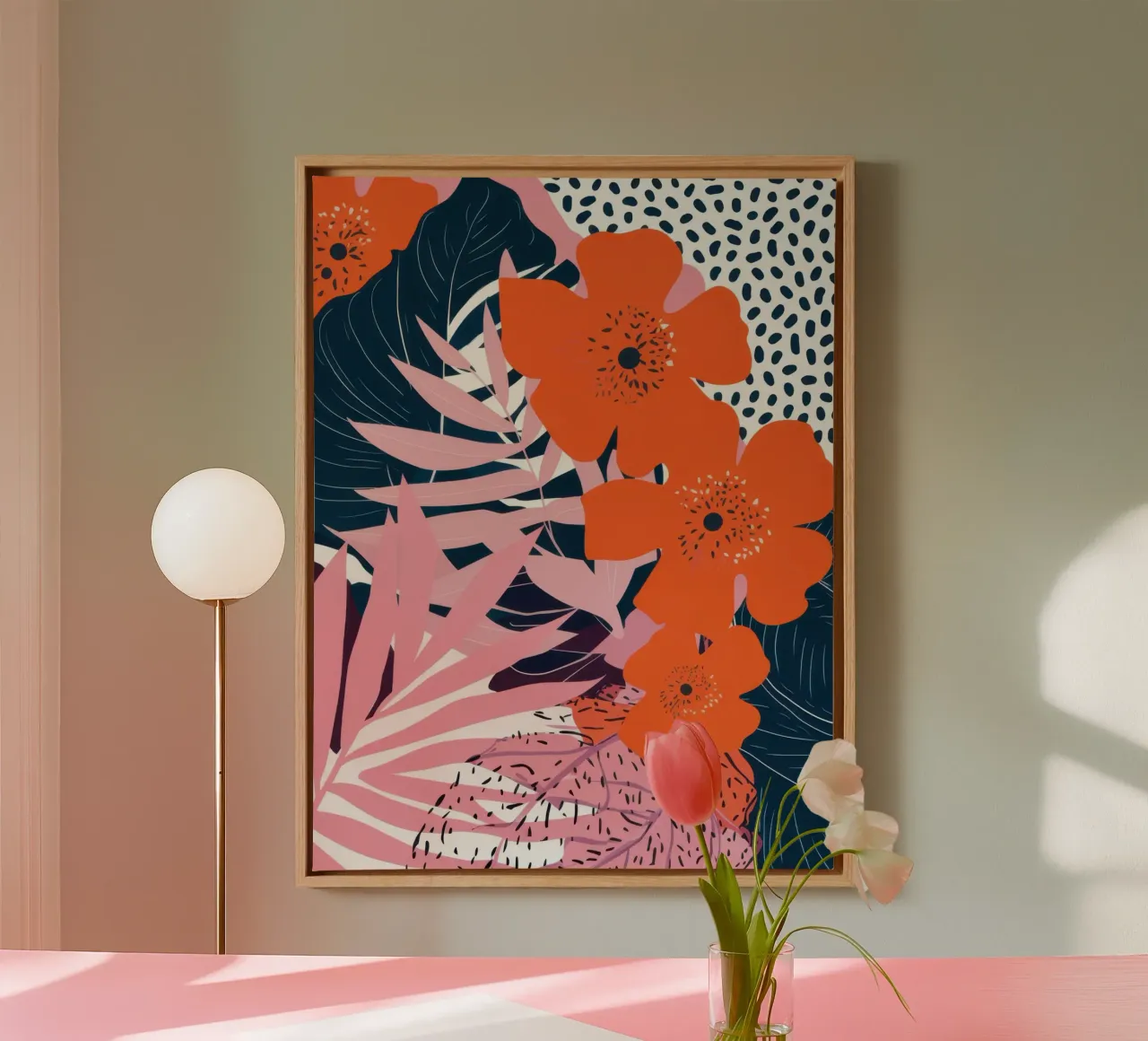 Levendig bloemencontrast canvas met Baklijst van Bring Haven