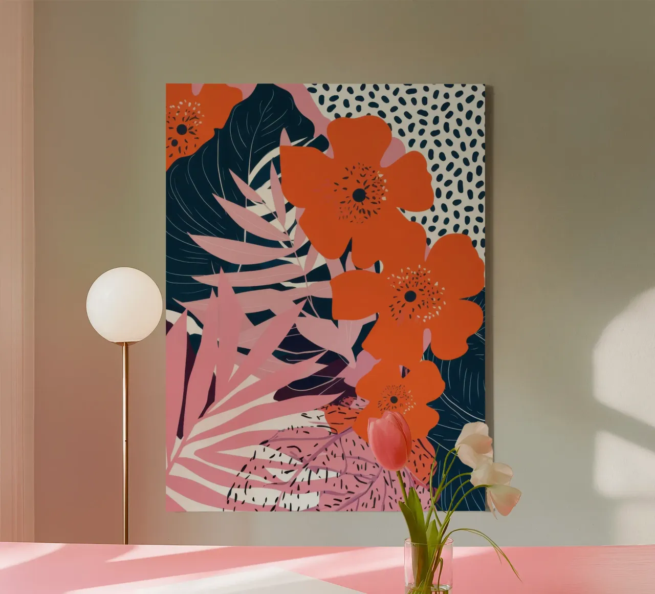 Levendig bloemencontrast canvas met Baklijst van Bring Haven