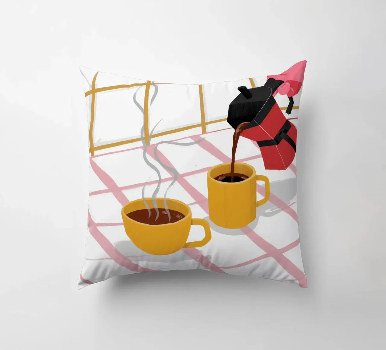 Caffè mattutino al sole cuscino da Lunar Valentina