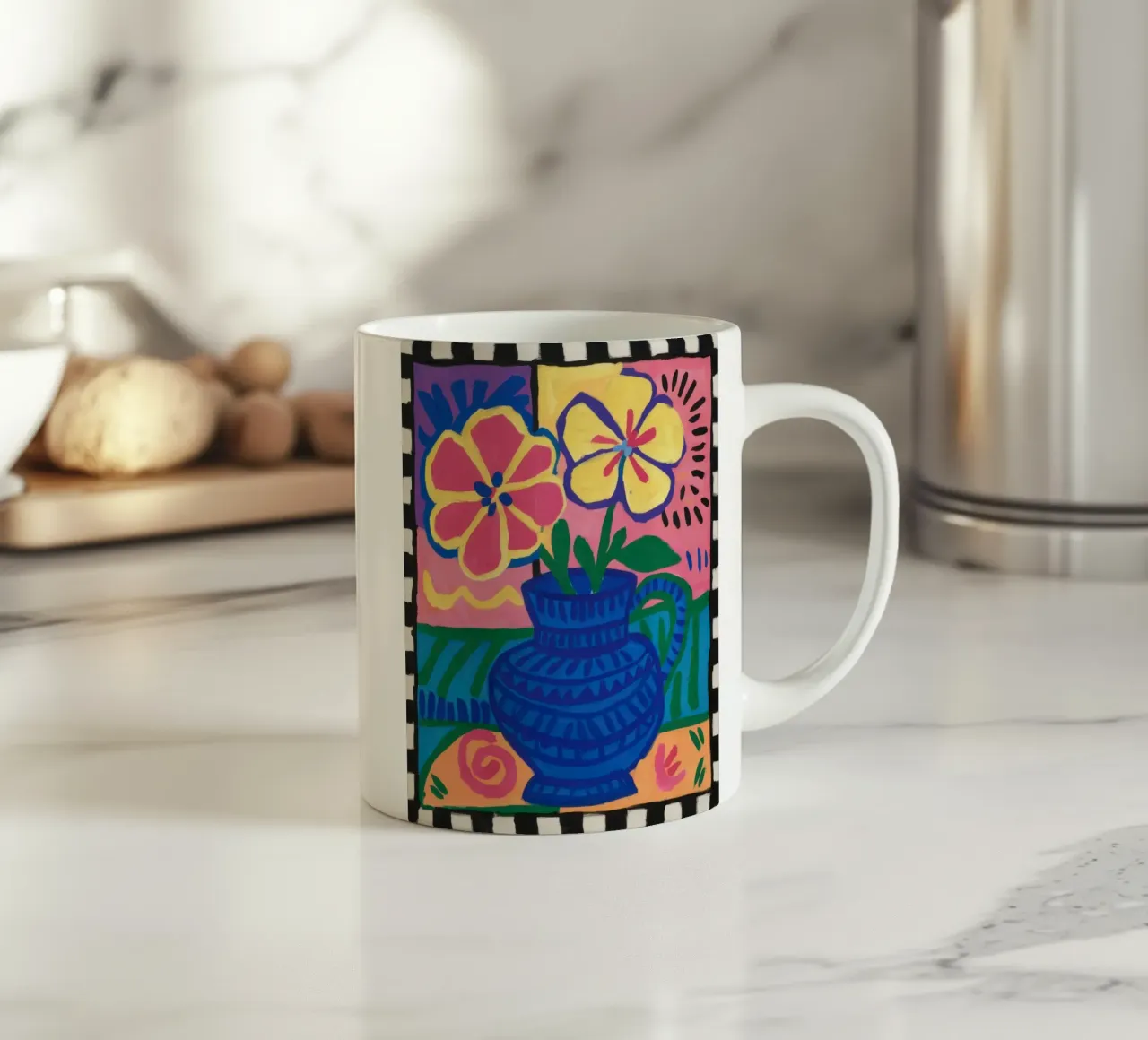 Quiete floreale bohémien tazza in ceramica da Solar Paint