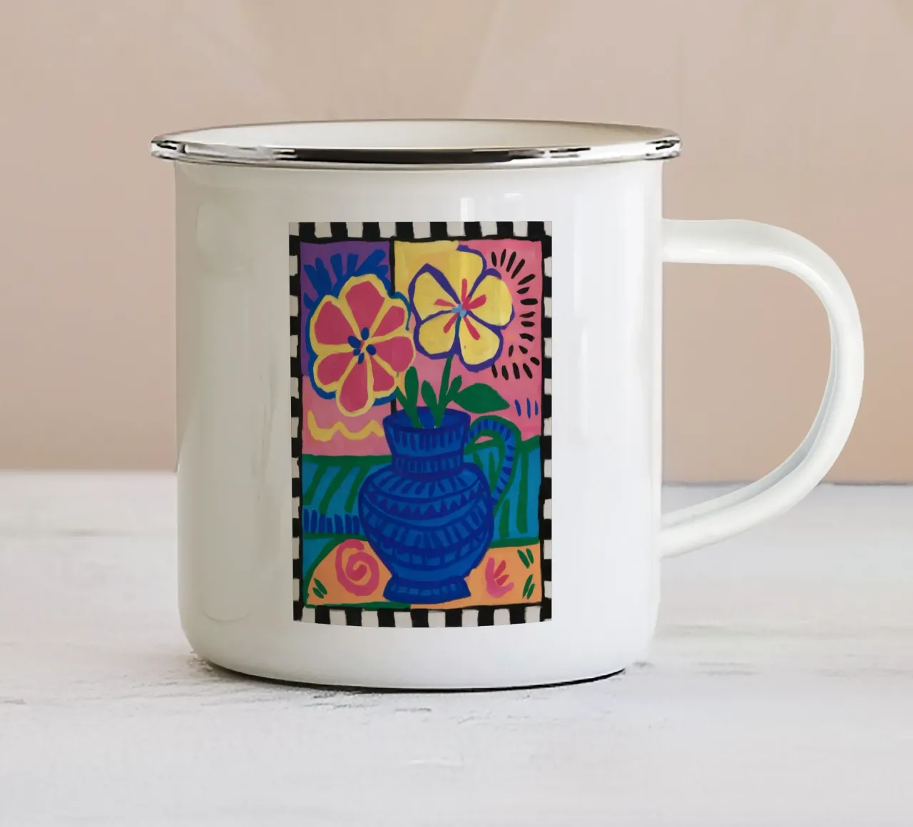 Bohemian Floral Stillness Emaille Tasse von Solar Paint